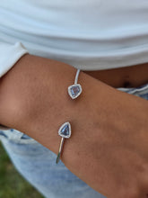 Load image into Gallery viewer, Alexandrite &amp; CZ Open Cuff Bangle - Sterling Silver