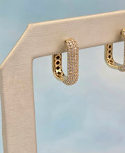 Load image into Gallery viewer, Rectangle Diamond Huggies - 14k Yellow Gold