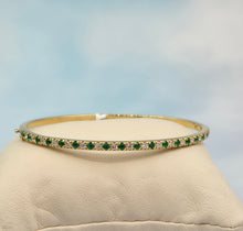 Load image into Gallery viewer, Diamond &amp; Emerald Bangle - 14k Gold