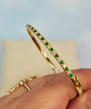 Load image into Gallery viewer, Diamond &amp; Emerald Bangle - 14k Gold
