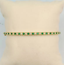 Load image into Gallery viewer, Diamond &amp; Emerald Bangle - 14k Gold