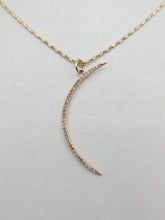 Load image into Gallery viewer, Diamond Crescent Moon Pendant on 16" Razza Chain - 14K Yellow Gold
