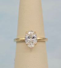 Load image into Gallery viewer, Lab Created 1.48 Oval Diamond Engagement Ring with Hidden Halo - 14K Yellow Gold