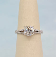 Load image into Gallery viewer, 1.30 Carat Diamond Engagement Ring with Split Shank Band - 14K White Gold - GIA Certified Diamond