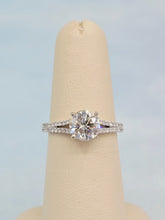 Load image into Gallery viewer, 1.30 Carat Diamond Engagement Ring with Split Shank Band - 14K White Gold - GIA Certified Diamond