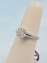 Load image into Gallery viewer, 1.30 Carat Diamond Engagement Ring with Split Shank Band - 14K White Gold - GIA Certified Diamond