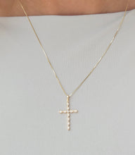 Load image into Gallery viewer, .12 Carats Diamond Cross Pendant - 14K Yellow Gold