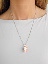 Load image into Gallery viewer, Cameo Pendant on Figaro Chain - Sterling Silver