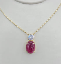 Load image into Gallery viewer, Cabochon Pink Tourmaline &amp; Lab Diamond Custom Pendant