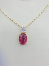Load image into Gallery viewer, Cabochon Pink Tourmaline &amp; Lab Diamond Custom Pendant