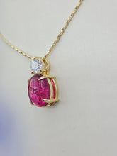 Load image into Gallery viewer, Cabochon Pink Tourmaline &amp; Lab Diamond Custom Pendant