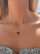 Load image into Gallery viewer, Black Onyx Clover Necklace - Gold Plated Sterling Silver