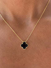 Load image into Gallery viewer, Black Onyx Clover Necklace - Gold Plated Sterling Silver