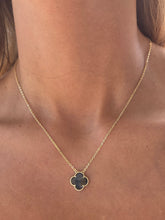 Load image into Gallery viewer, Black Onyx Clover Necklace - Gold Plated Sterling Silver