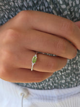 Load image into Gallery viewer, East to West Oval Peridot &amp; Diamond Ring - 14K White Gold