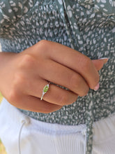 Load image into Gallery viewer, East to West Oval Peridot &amp; Diamond Ring - 14K White Gold