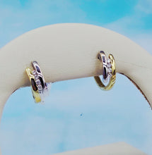 Load image into Gallery viewer, Two Tone Huggies Earrings- 14K Gold