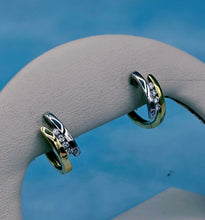 Load image into Gallery viewer, Two Tone Huggies Earrings- 14K Gold