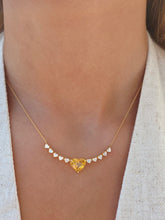 Load image into Gallery viewer, Yellow Sapphire &amp; Diamond Heart Necklace - 18K Yellow Gold
