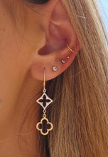 Load image into Gallery viewer, Two tone Dangle Clover Earrings - 14K Gold