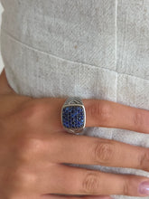 Load image into Gallery viewer, Men’s Blue Sapphire Chevron Ring