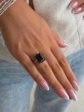 Load image into Gallery viewer, Black Onyx Emerald-Cut Ring - Sterling Silver