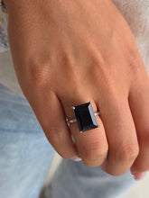 Load image into Gallery viewer, Black Onyx Emerald-Cut Ring - Sterling Silver