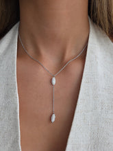 Load image into Gallery viewer, Crystal Drop Y Necklace - Sterling Silver