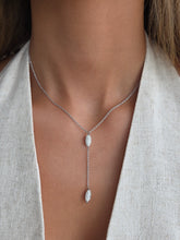 Load image into Gallery viewer, Crystal Drop Y Necklace - Sterling Silver