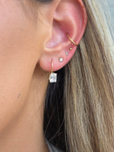 Load image into Gallery viewer, 14K Gold &amp; CZ Emerald Cut  Leverback Earrings - Marie's Custom