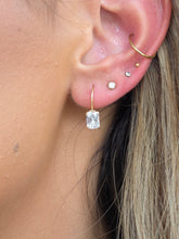 Load image into Gallery viewer, 14K Gold &amp; CZ Emerald Cut  Leverback Earrings - Marie's Custom