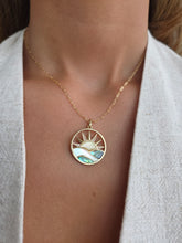 Load image into Gallery viewer, Large Sunrise Necklace with Paperclip Chain - 14K Yellow Gold