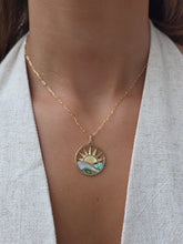 Load image into Gallery viewer, Large Sunrise Necklace with Paperclip Chain - 14K Yellow Gold