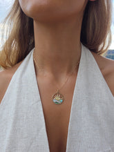 Load image into Gallery viewer, Large Sunrise Necklace with Paperclip Chain - 14K Yellow Gold