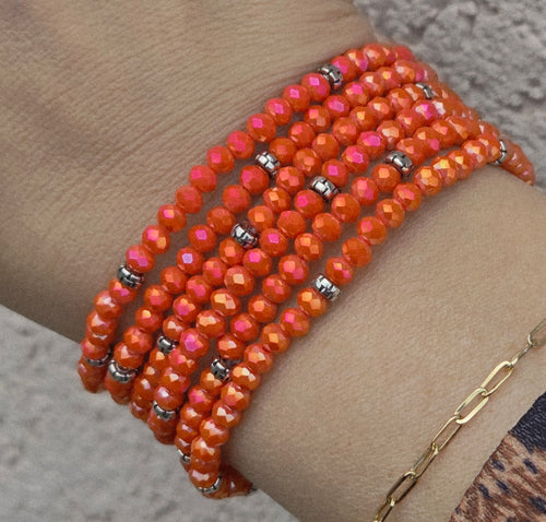 Bright Coral with Silver Accents - Crystal Stacker