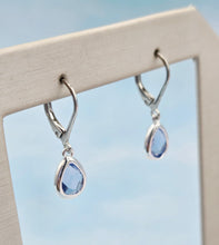 Load image into Gallery viewer, Light Montana- Mini Gemstone Teardrop Leverback Earring