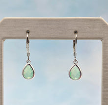 Load image into Gallery viewer, Pacific Green Mini Gemstone Teardrop Leverback Earring