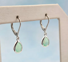 Load image into Gallery viewer, Pacific Green Mini Gemstone Teardrop Leverback Earring