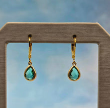 Load image into Gallery viewer, Erinite-Mini Gemstone Teardrop Leverback Earring