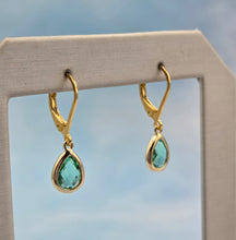 Load image into Gallery viewer, Erinite-Mini Gemstone Teardrop Leverback Earring