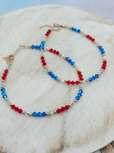 Load image into Gallery viewer, Red, White, and Blue Crystal Anklet - Our Whole Heart