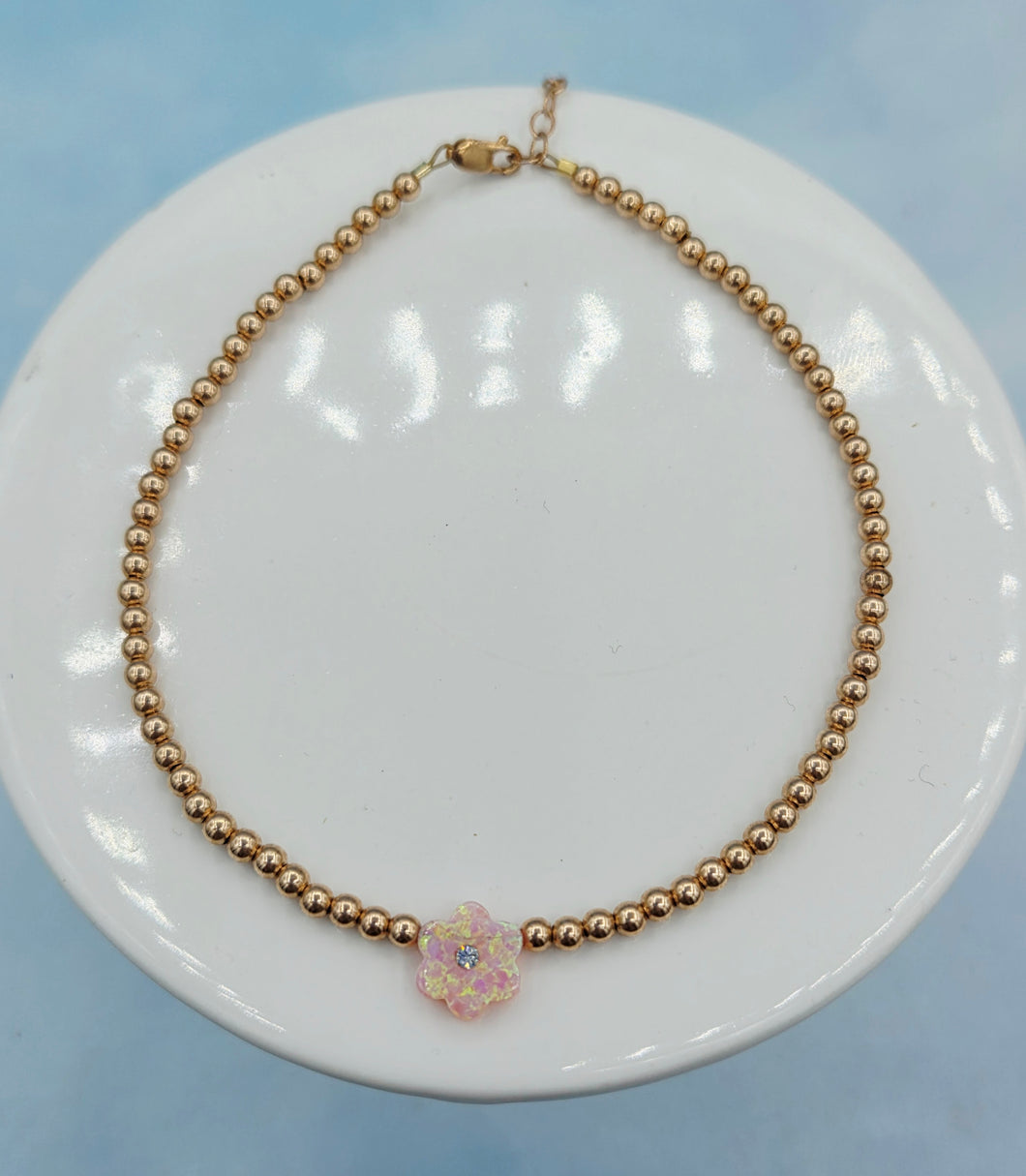 Pink Daisy Flower Anklet - Our Whole Heart