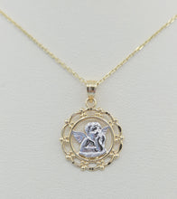 Load image into Gallery viewer, 14k with Rhodium Cherub Angel Pendant