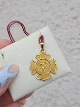 Load image into Gallery viewer, Polished &amp; Satin Small St. Florian Fire Dept. Badge Medal - 14K Yellow Gold