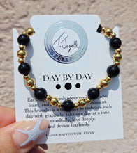 Load image into Gallery viewer, Onyx &amp; Gold Day By Day Beaded Bracelet - TJazelle