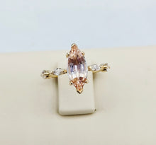 Load image into Gallery viewer, 14K Yellow Gold Marquise Peach Morganite and Diamond Ring - Marie's Custom Design