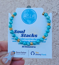 Load image into Gallery viewer, Gold with Blue Amazonite Charity Soul Stacker - The Jimmy Fund Charity Bracelet