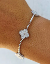 Load image into Gallery viewer, CZ Clover Bracelet - Sterling Silver