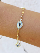 Load image into Gallery viewer, Evil Eye Chain Bracelet - Gold Plated