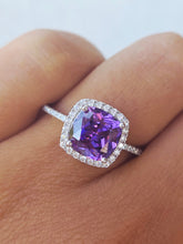 Load image into Gallery viewer, Purple CZ with Halo Ring - Sterling Silver